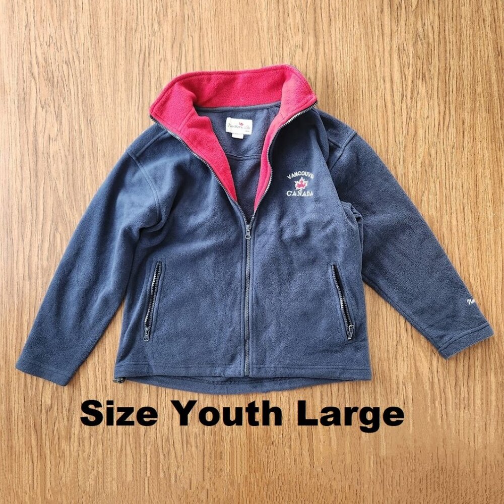 Northern Vibe Vancouver, Canada Red Full Zip Knit Fleece Jacket Sweater Sweatshi